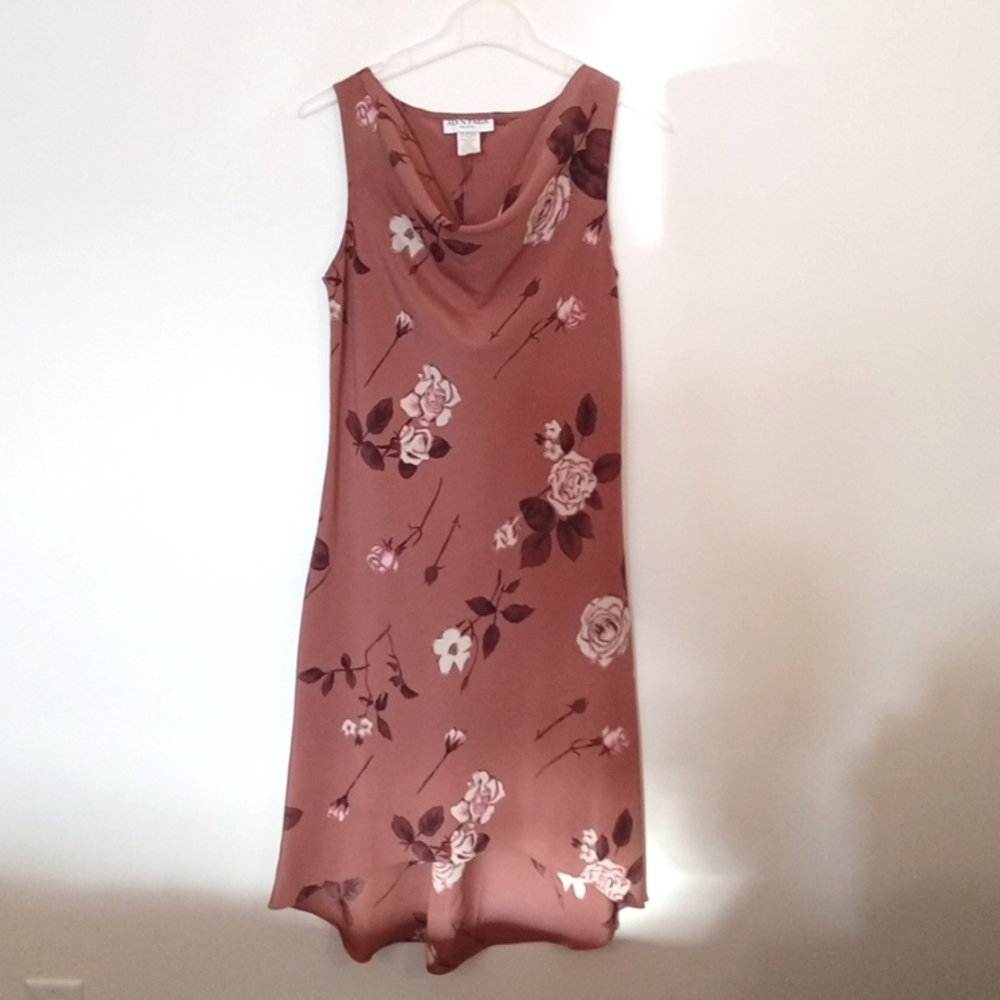 Vintage Alyn Paige Sleeveless Floral Cowl Neck Dress